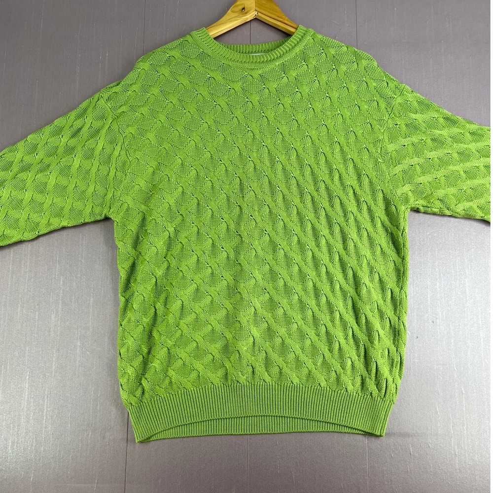 Vtg 90s Saks Fifth Avenue 100% Silk Cable Knit Sweater Mens L Oversized Unisex L - Picture 7 of 10